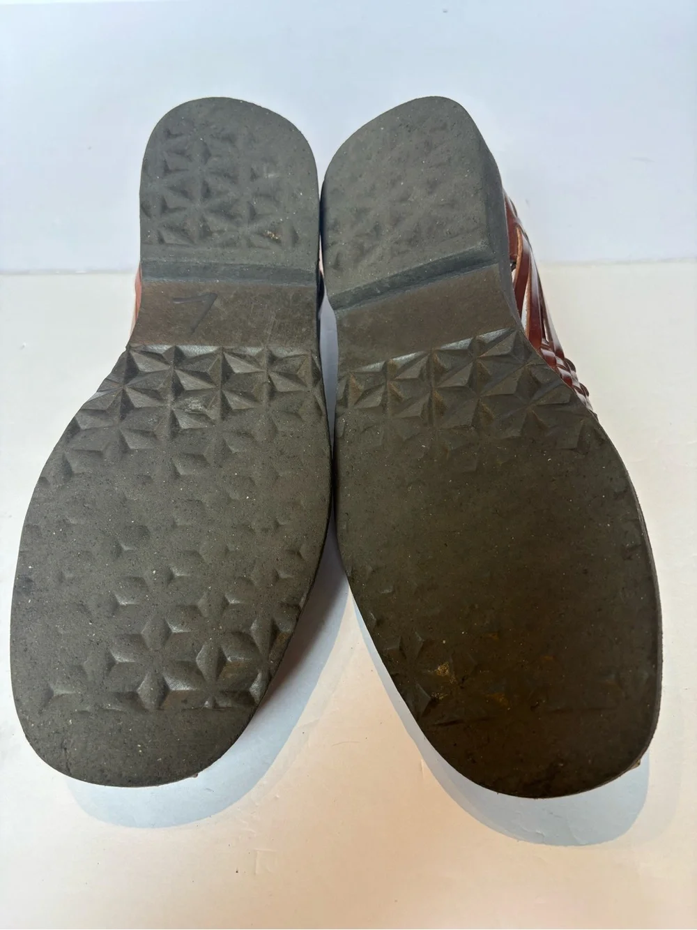 Sunsteps Men's Brown Woven Leather Slip-On Fisherman Huarache Sandals Size 7